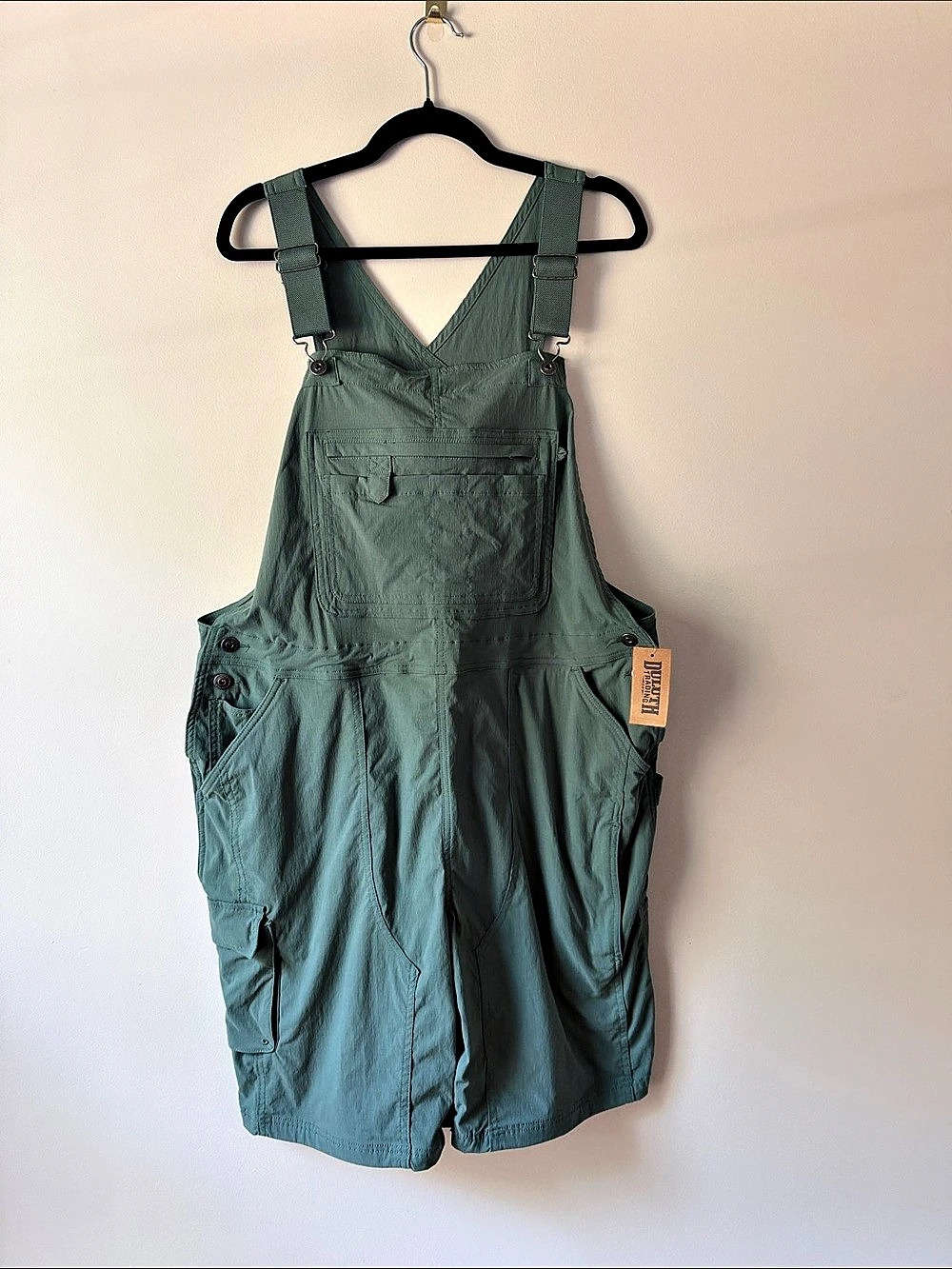 Duluth Trading Co Women's Heirloom Gardening Short Overalls in Green XL NWT